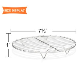E-far 7½ Inch Steaming Cooking Racks, Stainless Steel Round Baking Cooling Rack Set of 2, Multi-Purpose for Canning Air Fryer Pressure Cooker, Dishwasher Safe