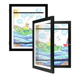 iRahmen Kids Artwork Frames Changeable 2 Pack, 10x12.5 Front Opening Art Display Frame, Holds 150 Drawings, Black Picture Frame for Kids Drawings, Artworks, Children Art Projects