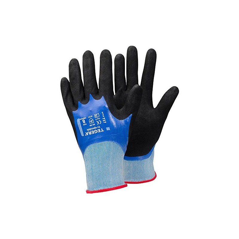Ejendals 737-10 Size 10 "Tegera 737" Synthetic Glove - Black/Blue