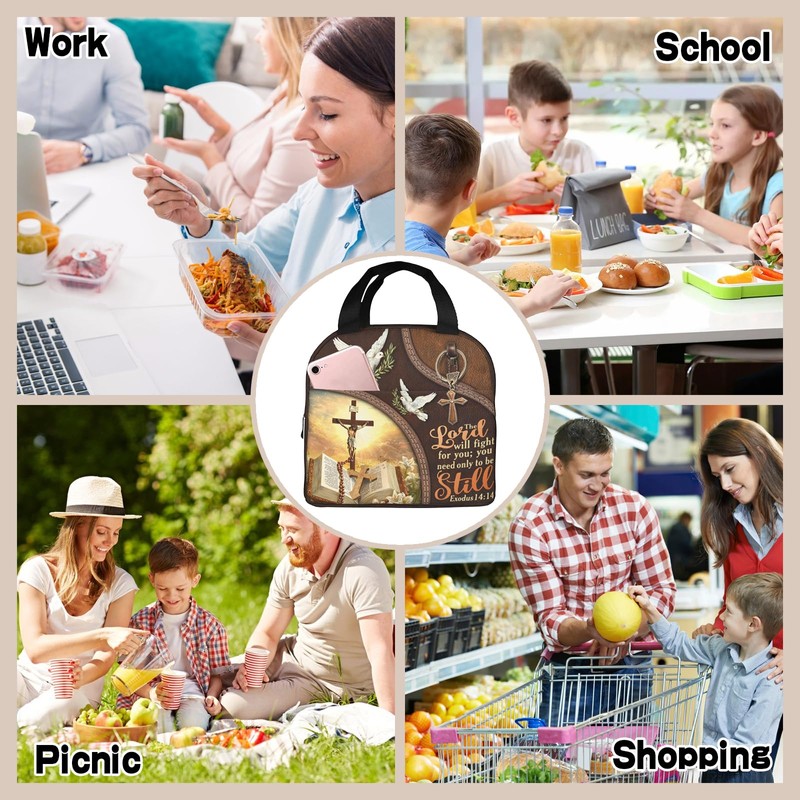 Nebcog Christian Insulated Lunch Bag Religious Lunch Box Gift for