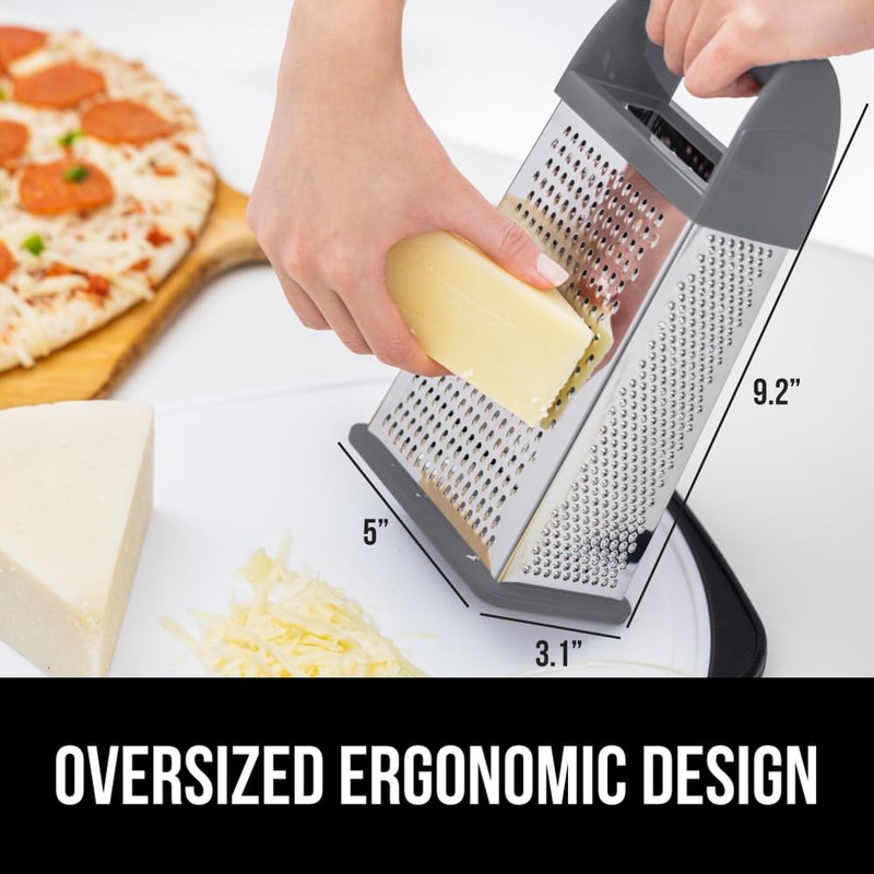 GORILLA GRIP 4-Sided 100% BPA-Free Cheese Grater With Container, Stainless