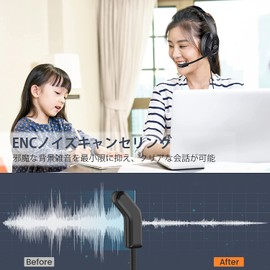 EKSA H2 Headset, USB Wired Connection, Call Noise Reduction, Built-in Microphone, PC Headset with Busy Light, Mute Function, Hand Controller, Web Conferencing, Telework, Remote Work, Home Work,
