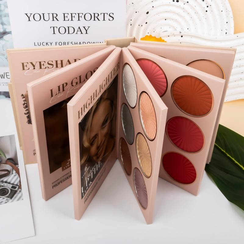 Professional Makeup Set with Eyeshadow, Lip Gloss, Highlighter, Blush and
