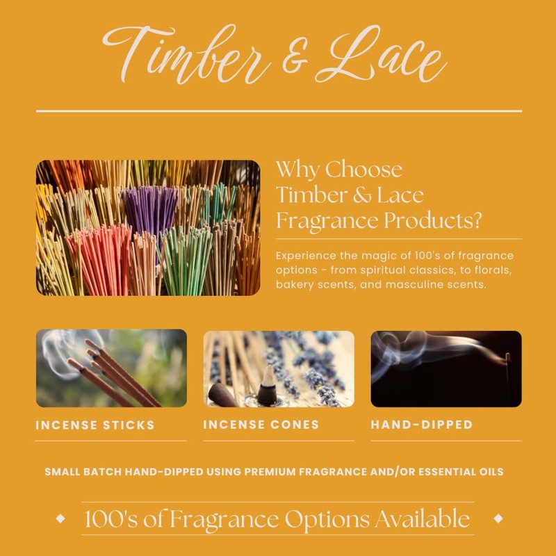 Timber & Lace Cedarwood & Citrus Hand-Dipped Charcoal Incense Sticks