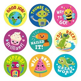 Gooji Small Reward Stickers for Kids, 1008 Pc. Sticker Pack for Teachers, Classroom, Small Motivational Class Supplies for Students, Boy Girl Toddler Good Job Incentive Behavior Preschool Kindergarten Elementary School Chart, 1” Round (Science)