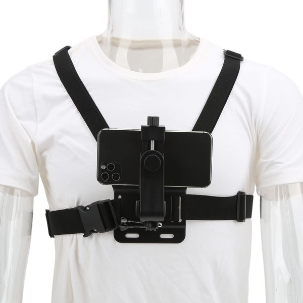 Goshyda Phone Chest Mount, Adjustable Action Camera Strap Holder with