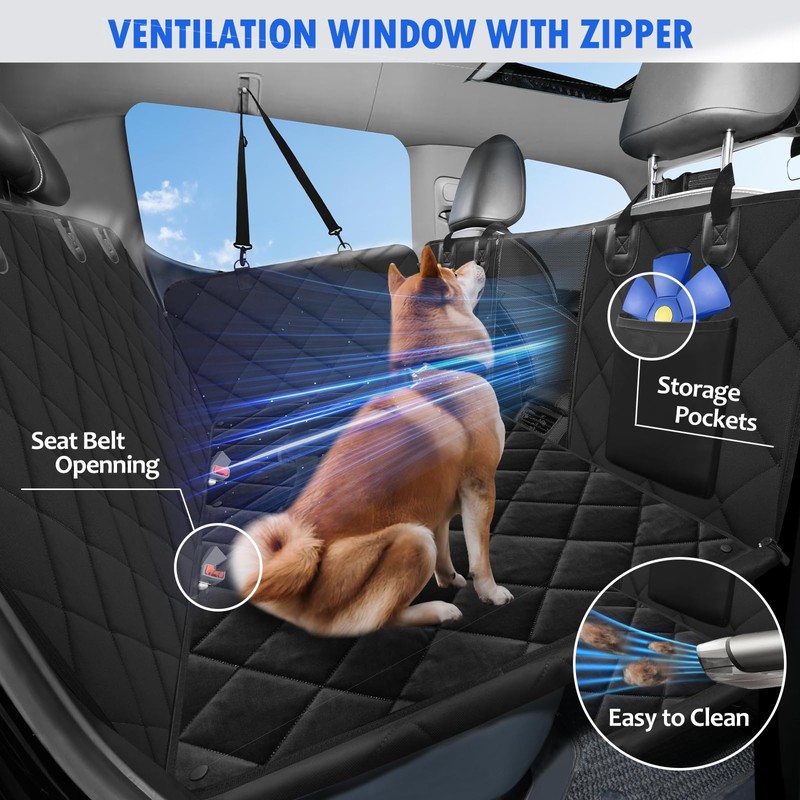 ROUWINNE Back Seat Extender for Dogs-with Removable Soft Blankets, Hard