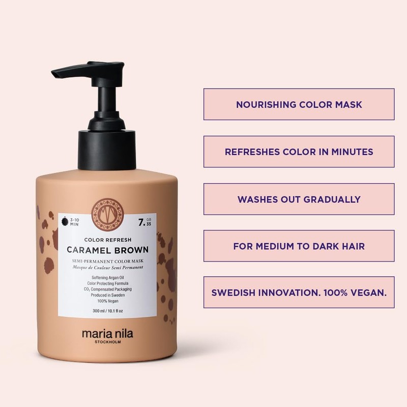 Maria Nila, Colour Refresh Caramel Brown, Maschera Per Capelli Caramello,