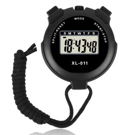 Digital Sports Stopwatch Handheld Shockproof Waterproof Stopwatch with LCD Display for Coaches, Swimming,Split Lap Timer, Running Training, Neck Stopwatch (Black)