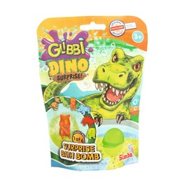 Glibbi Dino Surprise, Badebombe in 1 von 3 Farben (blau, grün, orange) mit Überraschung, 1 von 6 Figuren, 100g, Badespaß ab 3 Jahren