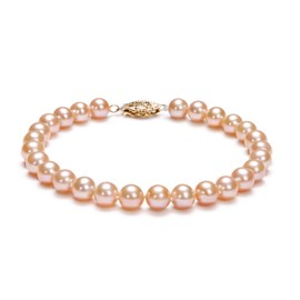 Pink 6-7mm AA Quality Freshwater Gold filled Cultured Pearl Bracelet-7.5 in length