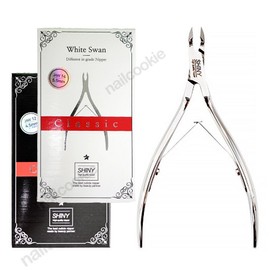 Shiny Classic Nipper Black White Swan 3.5mm 4.5mm 5.5mm Cuticle Care, Shiny Classic White Swan 5.5mm, 1 Piece / 샤이니 클래식 니퍼  블랙 화이트 스완 3.5mm 4.5mm 5.5mm  큐티클 관리, 샤이니 클래식 화이트스완 5.5mm, 1개