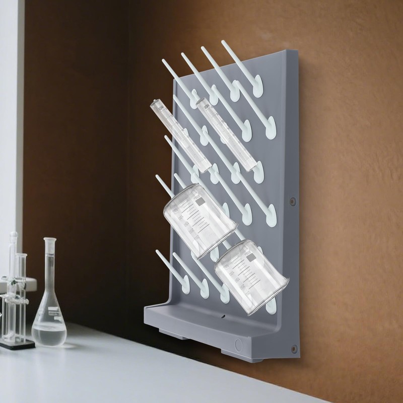 Kaibrite 2Pcs 27pegs Plastic Wall Mounted Laboratory Draining Rack with