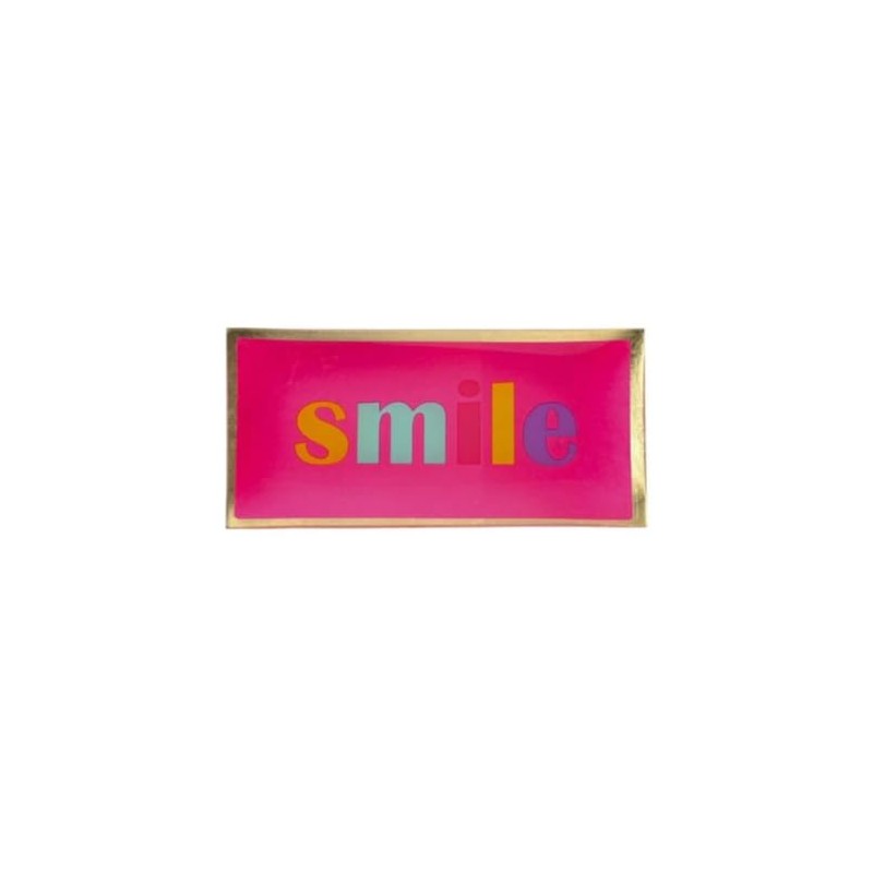 Gift Company Love Plates, Glass Plate, L, Smile, Neon Pink,