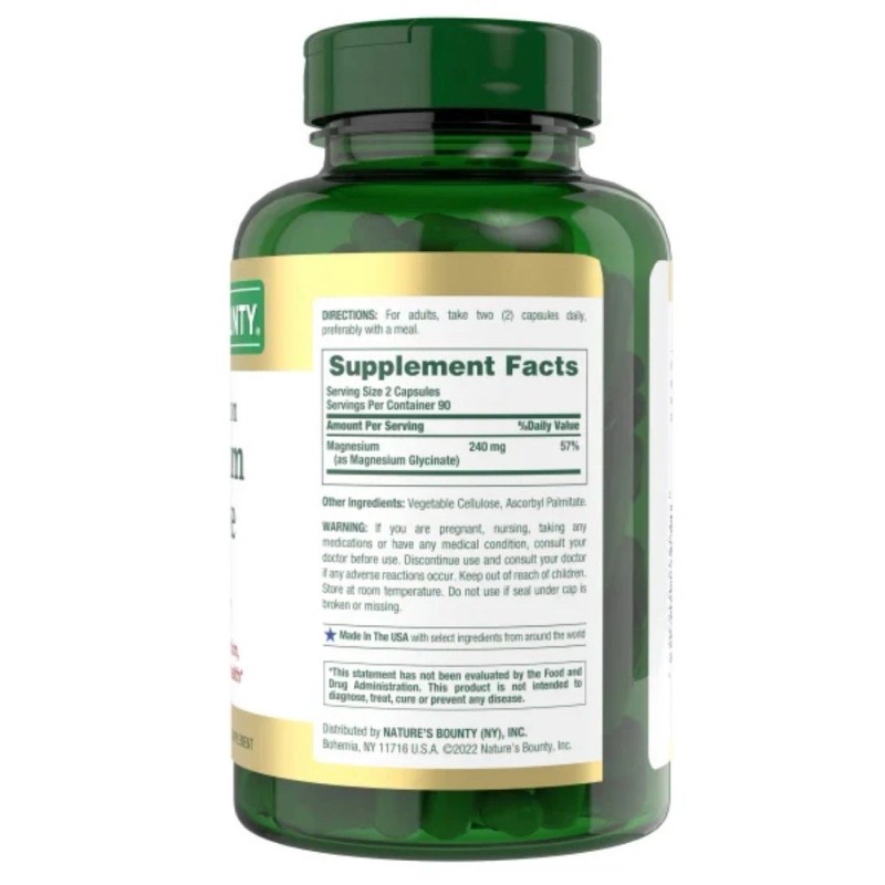 Nature's Bounty Glicinato de Magnesio Alta Absorción 240 mg, 180