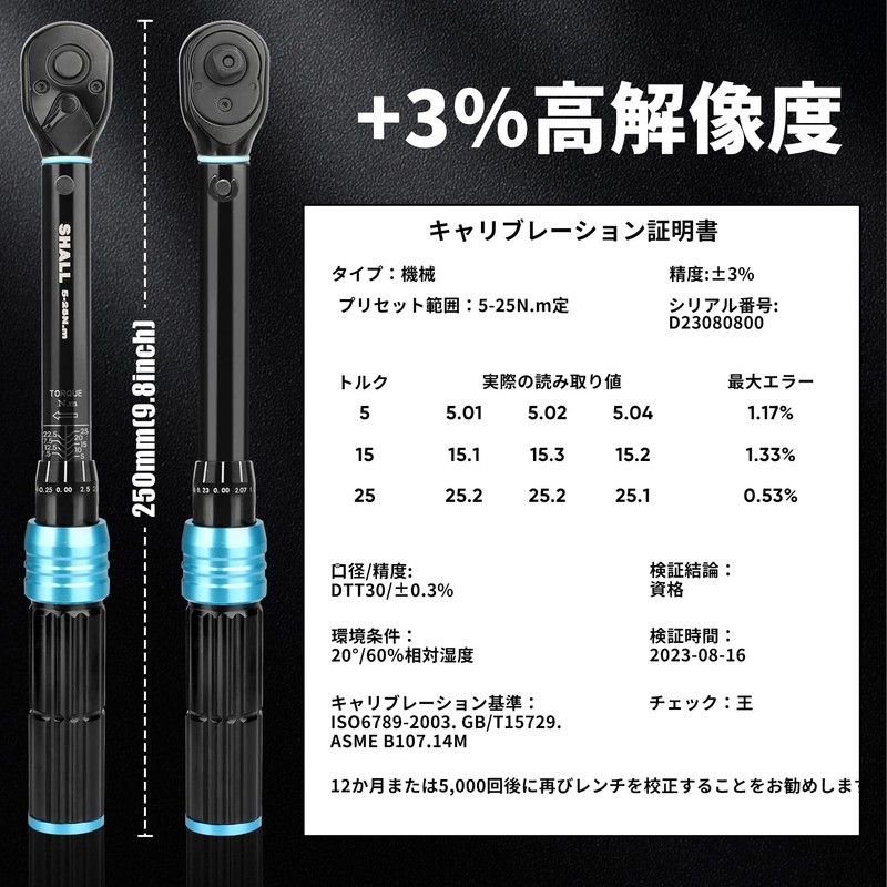 SHALL 15-Piece Set Preset Torque Wrench 1/4 Inch 5-25 N·m