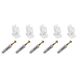 5 x Open Pipe Clips Snap in Bracket Single 18mm Plastic Clip with Fixings