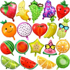 28 Pcs Summer Fruit Balloons for Tutti Fruit Party Decorations Foil Aluminum Helium Balloons Tropical Strawberry Watermelon Jumbo Balloons for Wedding Birthday Baby Shower Party Supplies 18 Inch