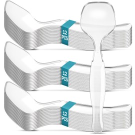 LemonRoad 36 Pack Plastic Serving Spoons for Buffet, Clear Plastic Serving Utensils for Hot and Cold Food, Large Heavy Duty Disposable Utensils for Parties, Holidays and Gatherings