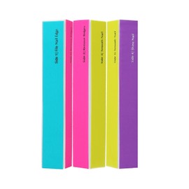 TOOLS FOR BEAUTY 4-sided cosmetic tool long multi-coloured nail buffer block for manicure, 4 ways in one block