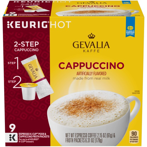Gevalia Cappuccino Espresso K-Cup Coffee Pods & Froth Packets (36