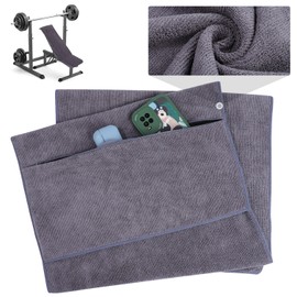 Risipu Fitness Towel, Sports Towel, 100 x 40 cm, Microfibre Sports Towel with Zip Pocket for Gym and Training, Gym Towel (Grey/Black)