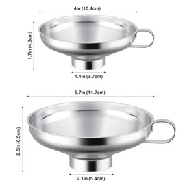 CYH Jam Funnel, 2 Pieces Funnel, Stainless Steel Filling Funnel, Preserving Funnel, Funnel, Kitchen Wide Opening with Handle, Funnel Set for Transferring Liquid, Oil, Powder, Beans Jam