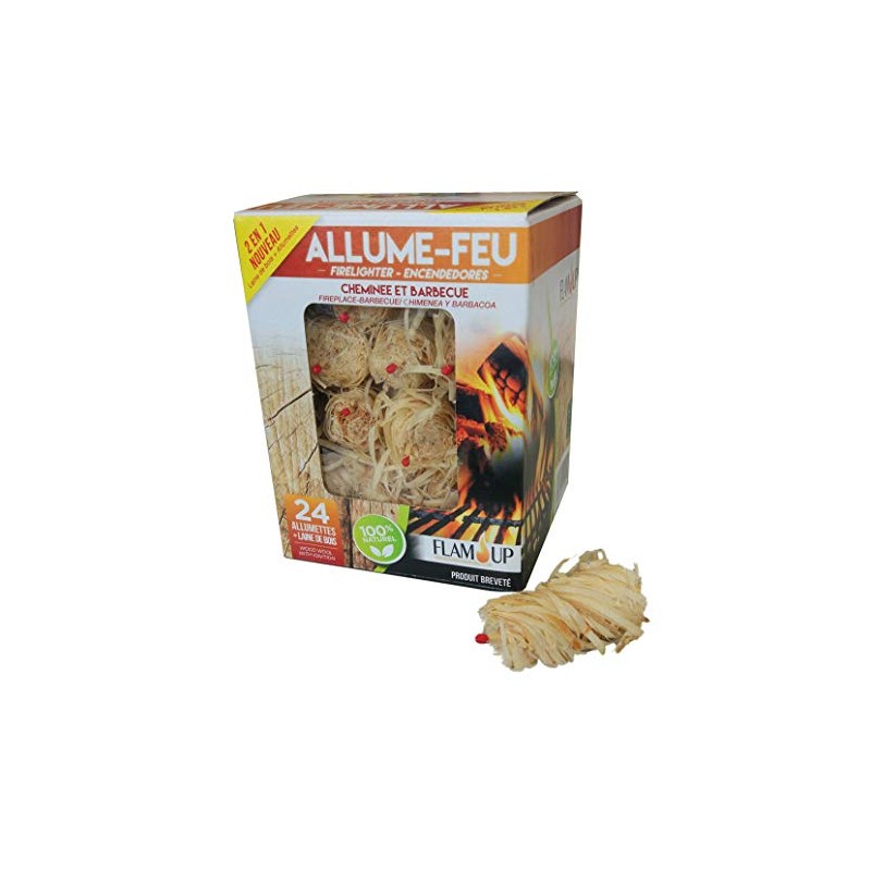 ALLUME-FEU 24 Laine de Bois - Avec Allumettes