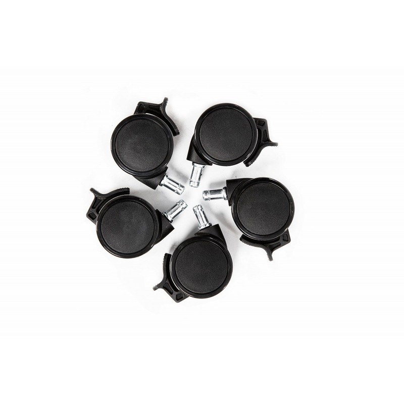 AKRacing PU (Polyurethane) Dual Wheel Casters with Stopper, Black, Set