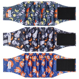 Barklincharm 3 Pack Dog Diapers Male Reusable, High Absorbing Washable Dog Wraps, Male Dog Belly Band for Dogs with Incontinence or Frequent Urination(Small, Fox)