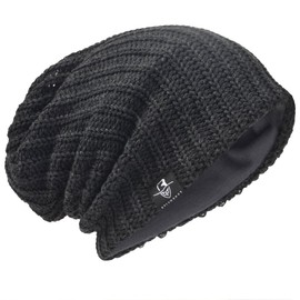 Men Oversize Beanie Slouch Skull Knit Large Baggy Cap Ski Hat B08 (Ribbed-Grey)