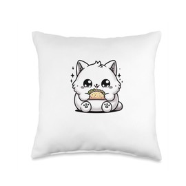 Cute Taco Cat Kawaii Kids Boys Girls Throw Pillow