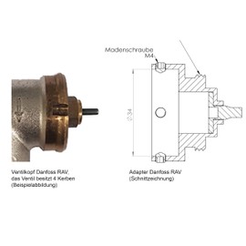 Eurotronic RAV Metal Adaptor for Radiator Thermostats (34 mm)