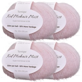 Kid-Silk Mohair Yarn, Lace Weight, 4 Balls 100g, 1420 yds