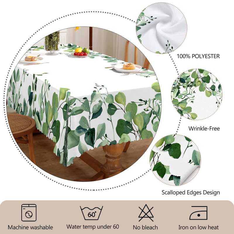 Rectangular Tablecloth Floral Wipeable Tablecloths Polyester Wipe Clean Table Cloth