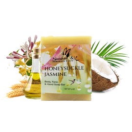 Honeysuckle Jasmine - Body & Hand Soap Bar, Handmade Bath Soap, Moisturizing Bar Soap With Beeswax, Rice Bran Oil, & Natural Base Oils, Soap Bars, 5 oz - Sunshine & K Handmade Soaps