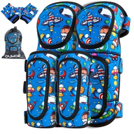 OUWOR Kids Soft Knee and Elbow Pads, Children Protective Gear, Suitable for Boys and Girls Bike Ski Roller Skateboard (Navy)