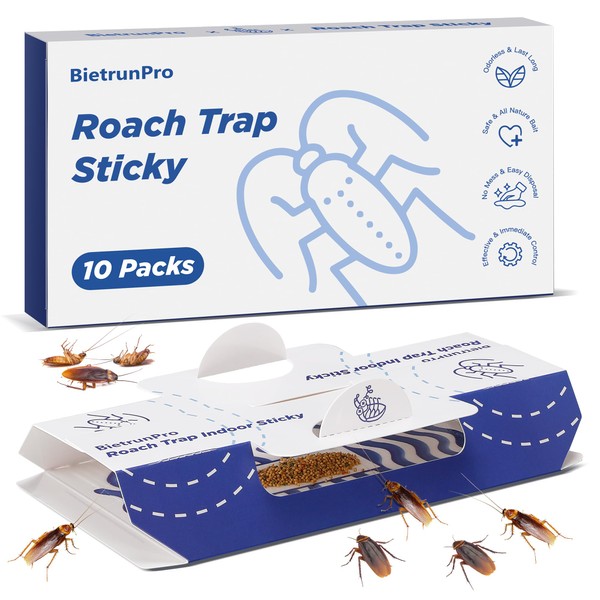 Roach Sticky Traps Indoor 10 Pack | Cockroach Killer with