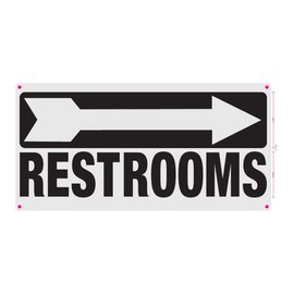 RESTROOM SIGN RIGHT ARROW SIGN (REFLECTIVE, RUST FREE-Aluminum, WHITE, 6X12 INCH)