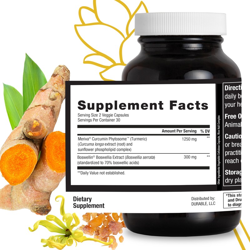 Durable Turmeric - 1250 mg Meriva Curcumin, 29X More Absorption