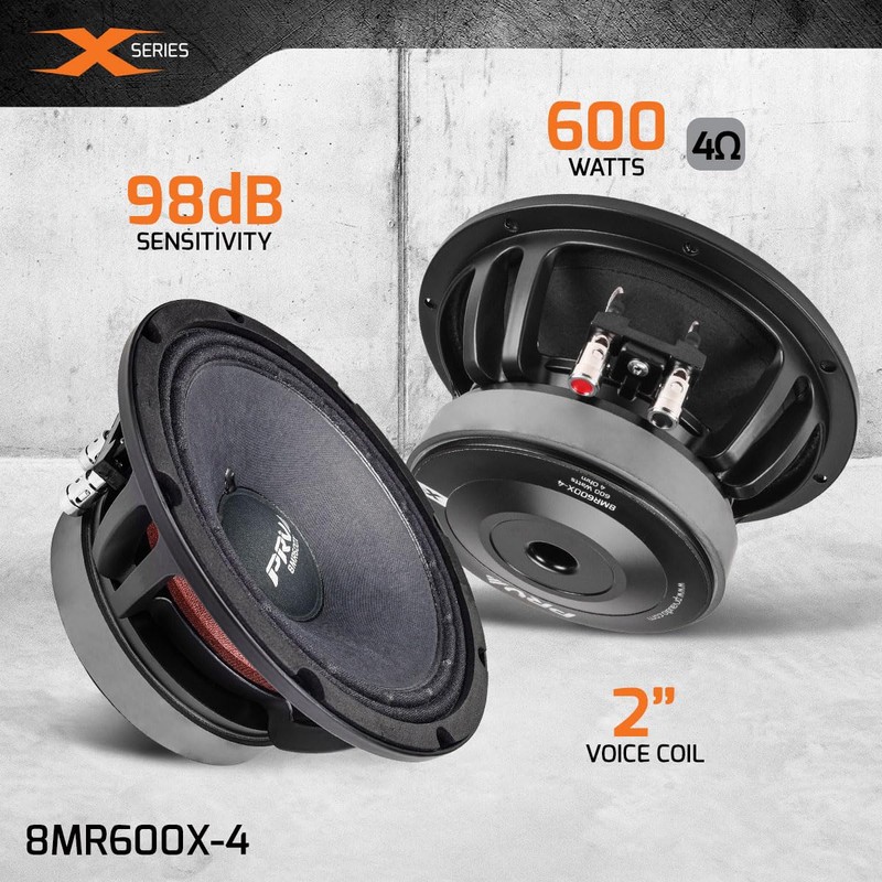 PRV AUDIO 8 Inch Midrange Speaker 8MR600X-4, 600 Watts 4