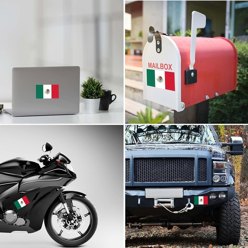 2PC Reflective Mexico Flag Magnets - 5x3 Inches - Mexico
