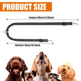 Adjustable Double Dog Lead, Pet Trainer Dual Dog Lead for Walking 2 Dogs No Tangle Splitter with 360°Rotation Chrome Hooks 70cm Twin Pets Leash Shock Absorb Perfect for Medium Large Dogs (Black)