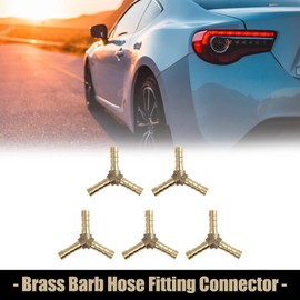 X AUTOHAUX 5mm Brass Hose Barb Fitting Y-Shaped 3 Way Connector for Air Water Gas Oil 5pcs