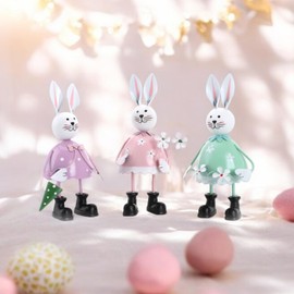 com-four® 3 x decorative bunnies made of metal, Easter bunnies in bright colours for Easter decoration, decorative figures for standing, spring decoration