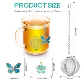 Set of 2 Tea Infuser for Loose Leaf Tea with Butterfly and Flower Charms - Stainless Steel Tea Strainers by NSTaygate