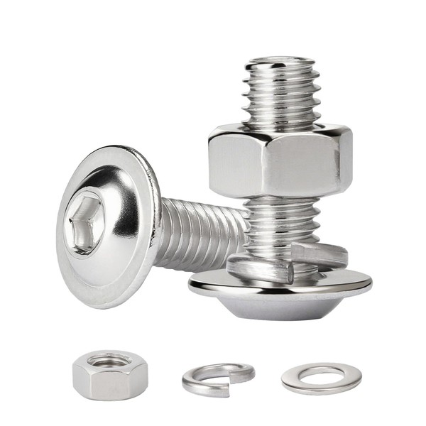 QANCEN 10 Pcs Flanged Button Head Socket Cap Screws M6x25mm,