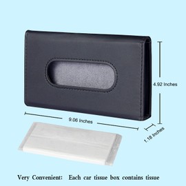Langmeil 4Pack Car Tissue Holder, Sun Visor Napkin Holder, Premium PU Leather, Car Mask Holder for Sun Visor Vehicle, with Tissue Refill, Black