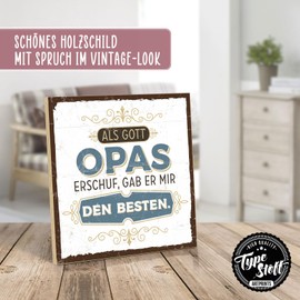 TypeStoff HS-00594 Wooden Sign with Saying - My Best Grandpa - Vintage Look with Quote as Gift and Decoration