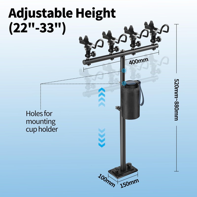 Feimire Inshore Rod Holder for Boat, Adjustable Height & 360°